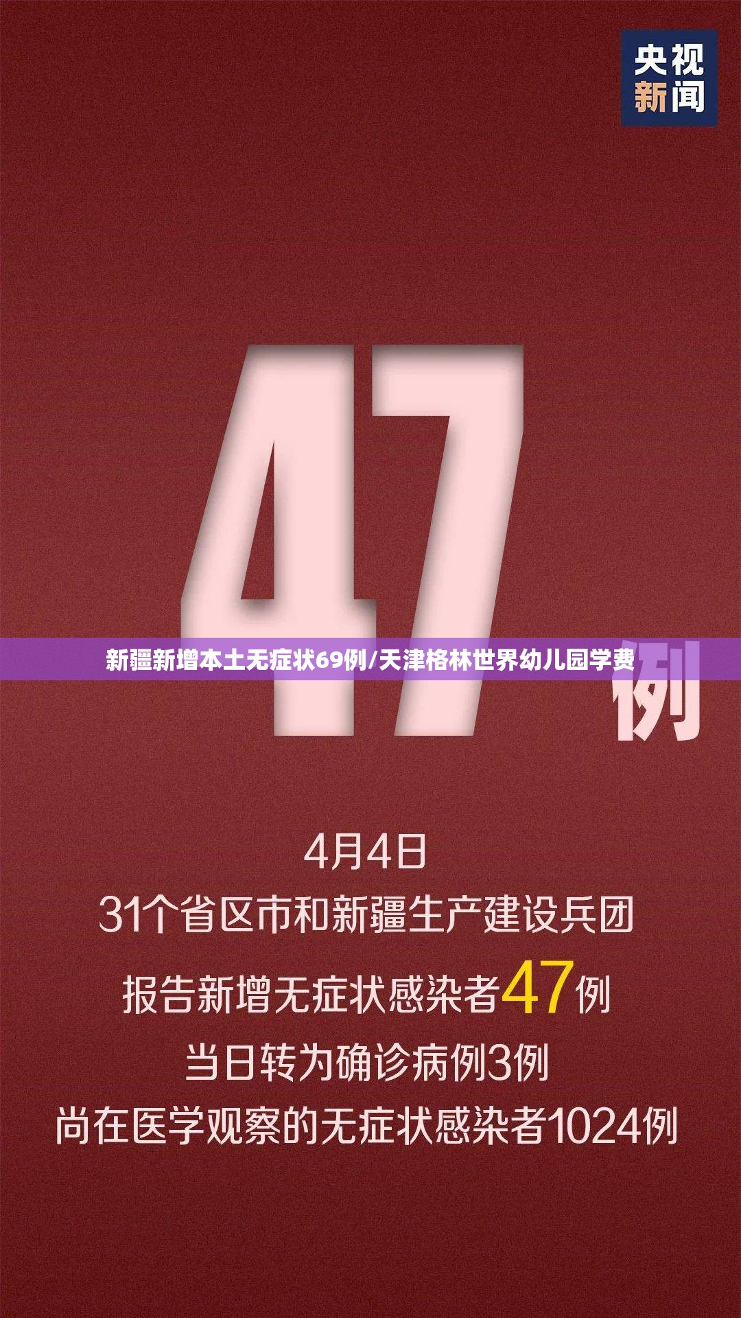 新疆新增本土无症状69例/天津格林世界幼儿园学费