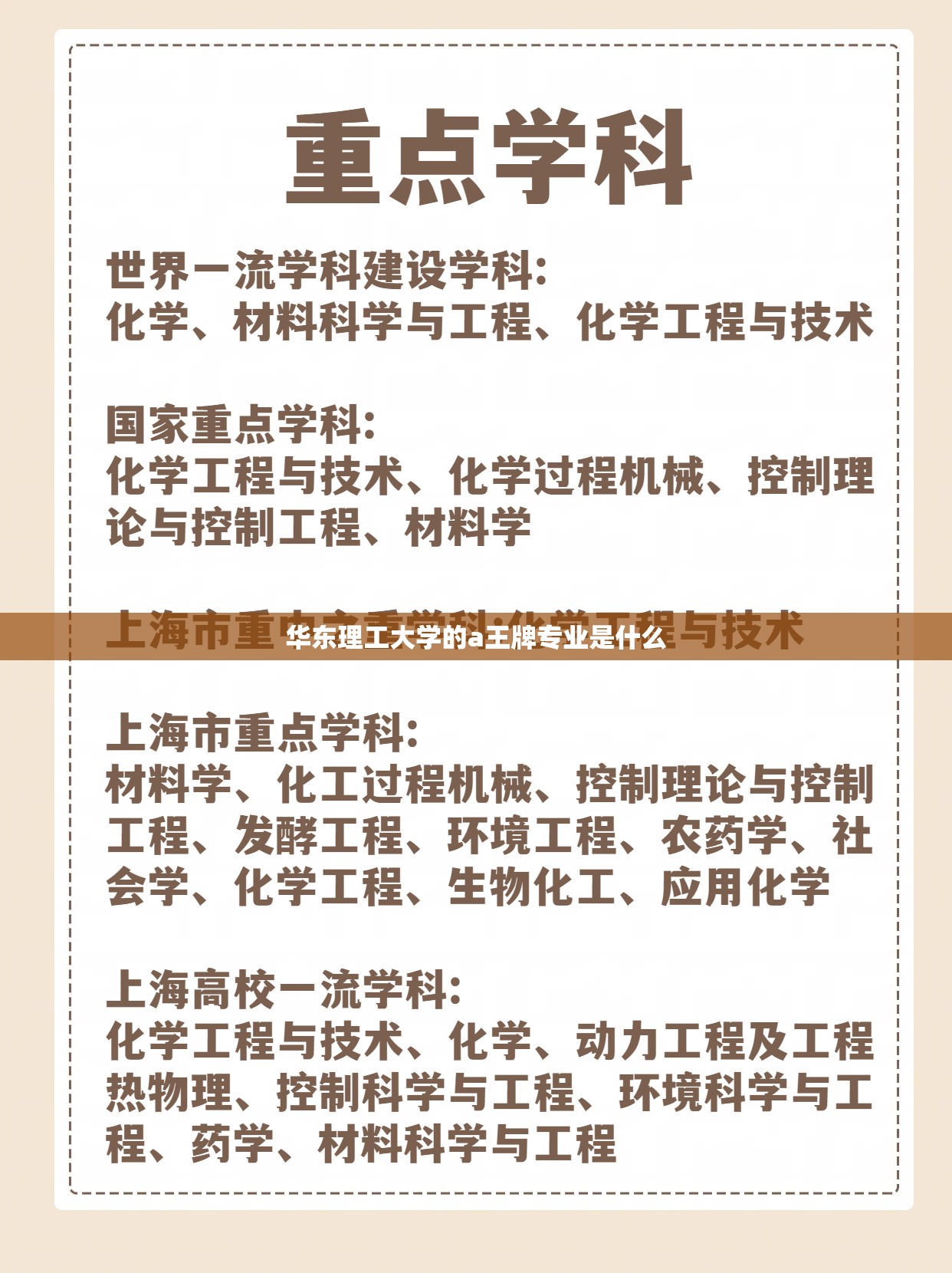 华东理工大学的a王牌专业是什么/华东理工大学最厉害三个专业