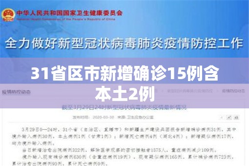【31省区市新增确诊15例含本土2例,31省区市新增本土确诊108例】
