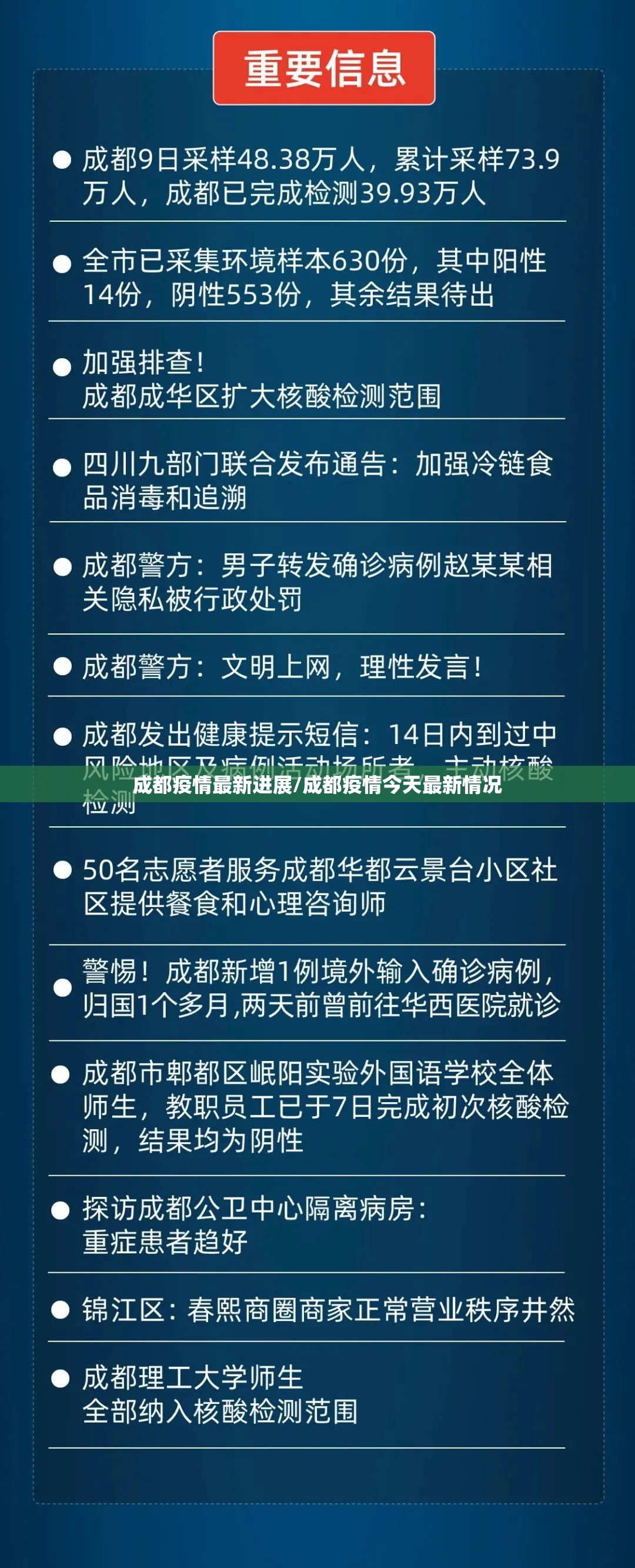 成都疫情最新进展/成都疫情今天最新情况 成都疫情最新进展/成都疫情今天最新情况