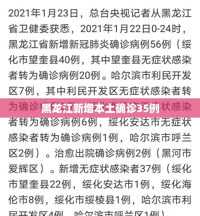 黑龙江新增本土确诊35例/黑龙江新冠最新消息