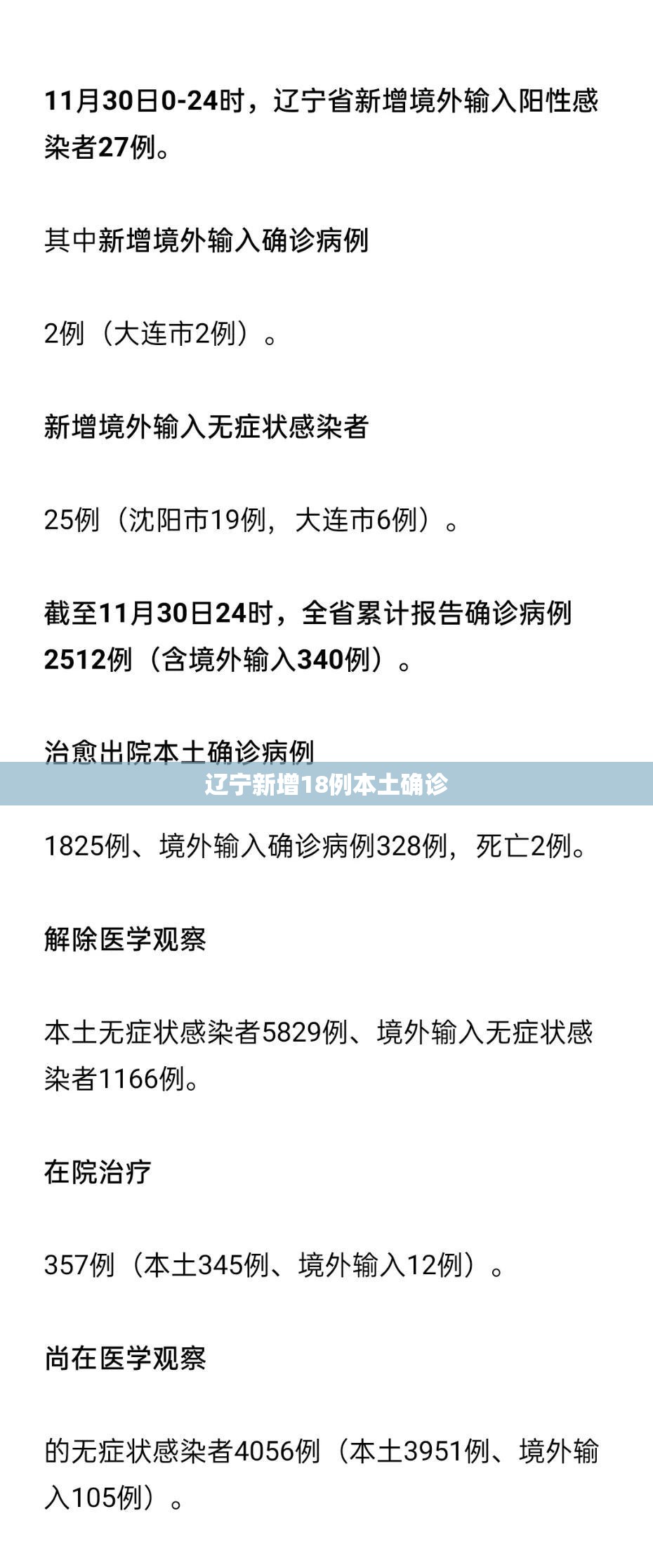 辽宁新增18例本土确诊/辽宁发现一例
