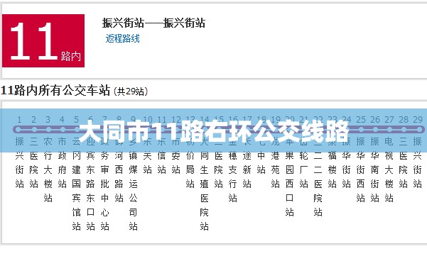 大同市11路右环公交线路