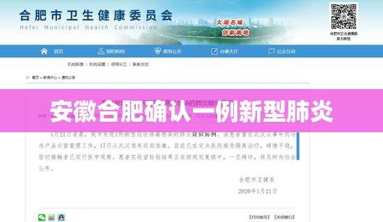 安徽合肥确认一例新型肺炎(安徽合肥确认一例新型肺炎是真的吗) 安徽合肥确认一例新型肺炎(安徽合肥确认一例新型肺炎是真的吗)