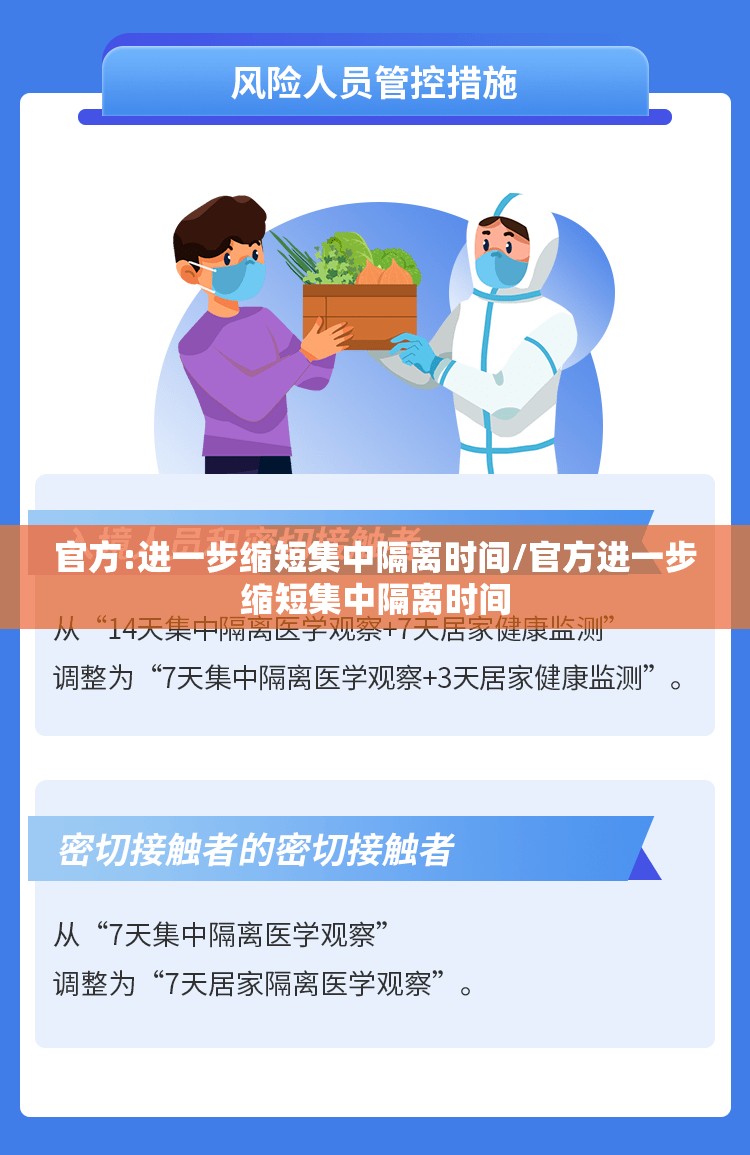 官方:进一步缩短集中隔离时间/官方进一步缩短集中隔离时间