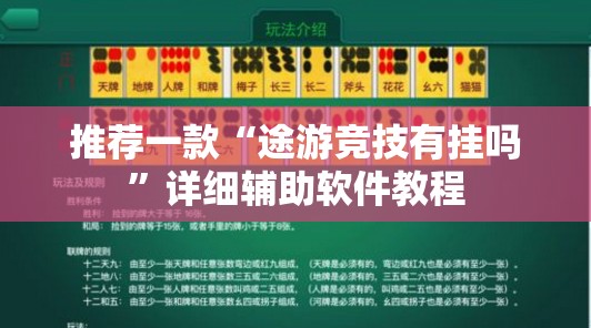 推荐一款“途游竞技有挂吗	”详细辅助软件教程