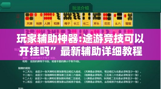 玩家辅助神器:途游竞技可以开挂吗”最新辅助详细教程
