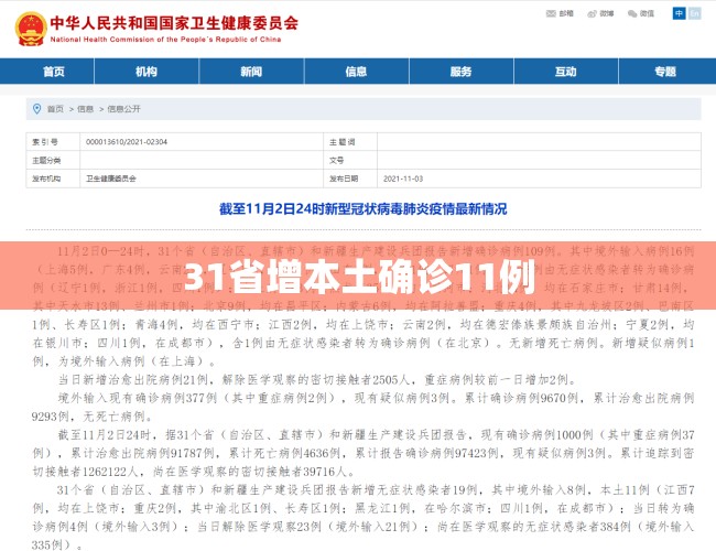 31省增本土确诊11例(31省增本土确诊1807例 无症状1315例) 31省增本土确诊11例(31省增本土确诊1807例 无症状1315例)