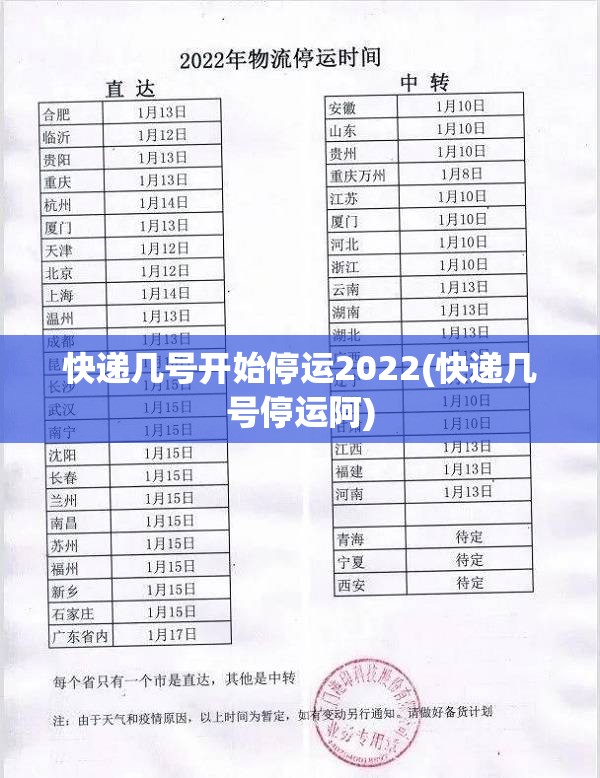 快递几号开始停运2022(快递几号停运阿) 快递几号开始停运2022(快递几号停运阿)