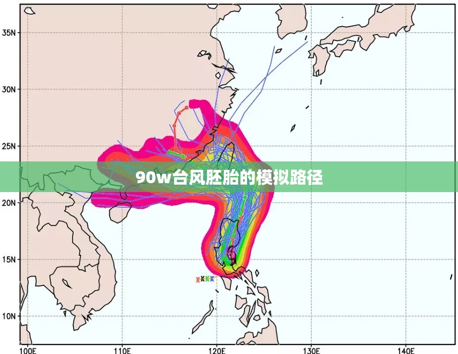 90w台风胚胎的模拟路径