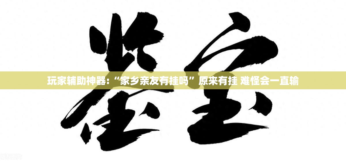 玩家辅助神器:“家乡亲友有挂吗”原来有挂 难怪会一直输