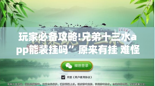 玩家必备攻略!兄弟十三水app能装挂吗”原来有挂 难怪会一直输