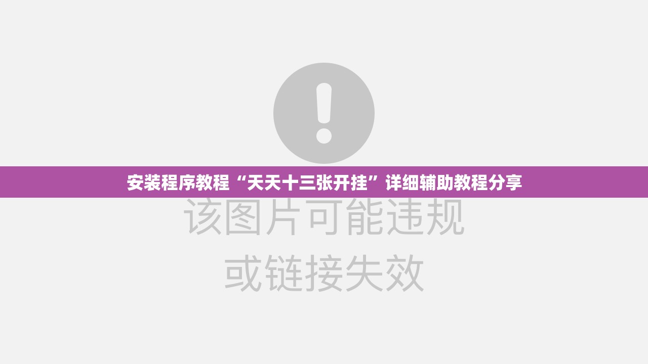 安装程序教程“天天十三张开挂”详细辅助教程分享
