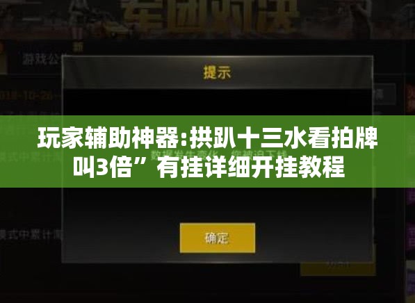 玩家辅助神器:拱趴十三水看拍牌叫3倍”有挂详细开挂教程