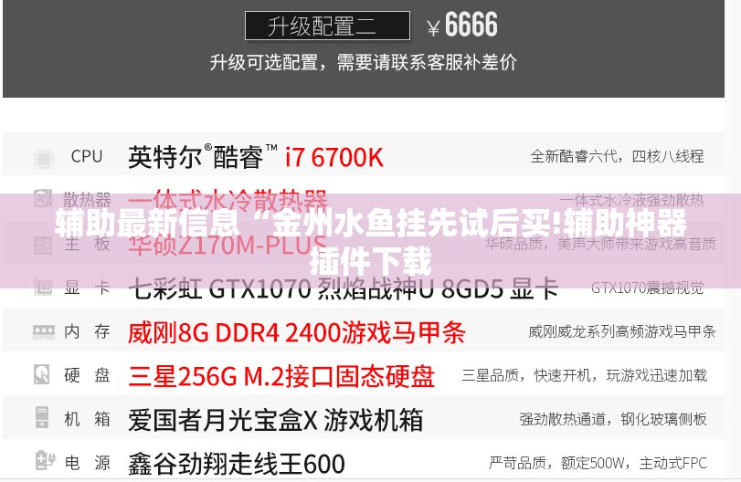 辅助最新信息“金州水鱼挂先试后买!辅助神器插件下载